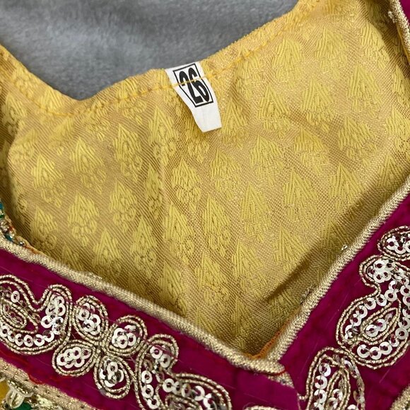 Youth Indian Saree Matching Set Sleeveless Top & Long Skirt Size 26 (6/7 Girls) - Picture 4 of 13